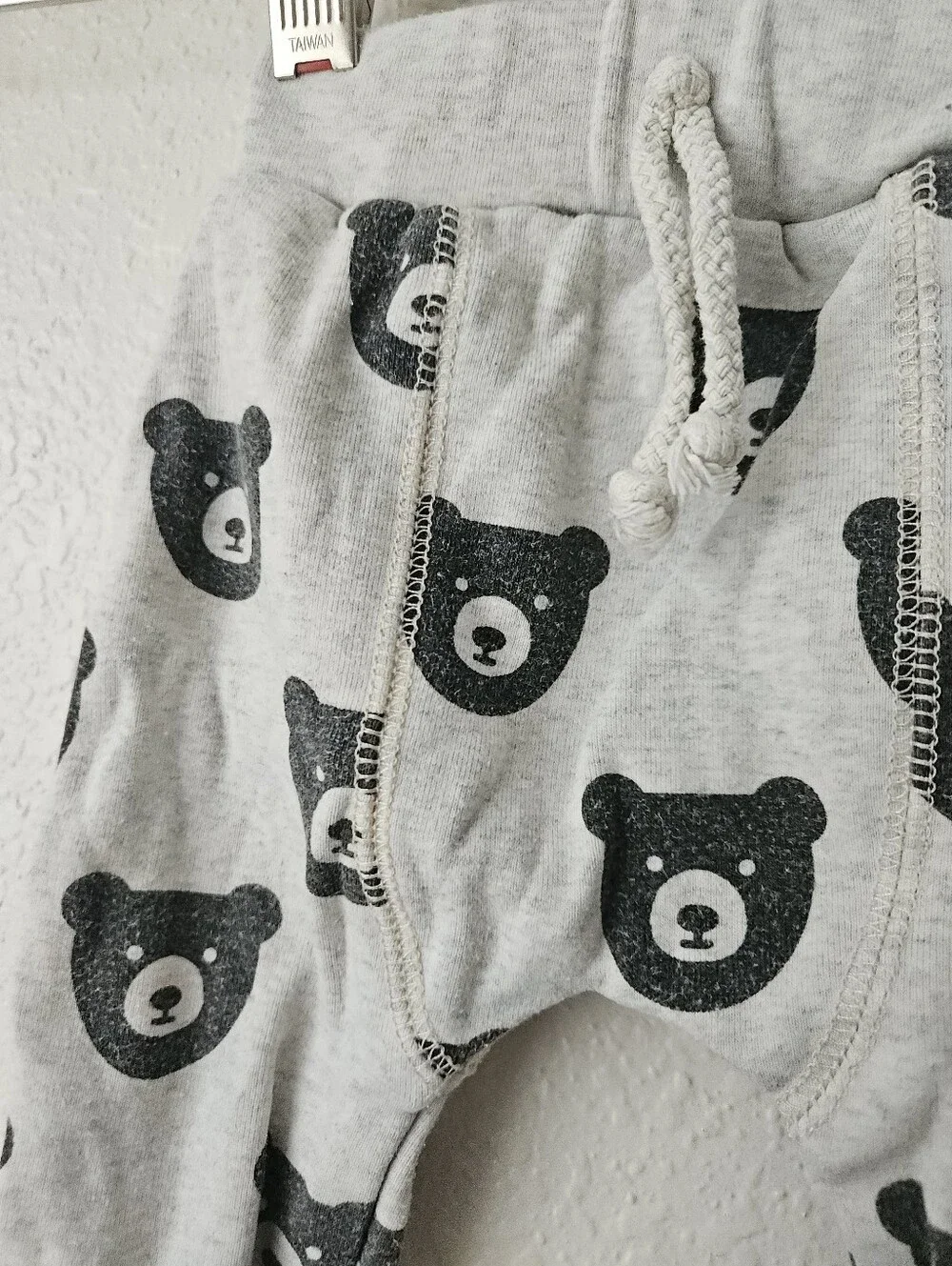 little one shop cotton bear gray sweatpants, 3 - 6 months